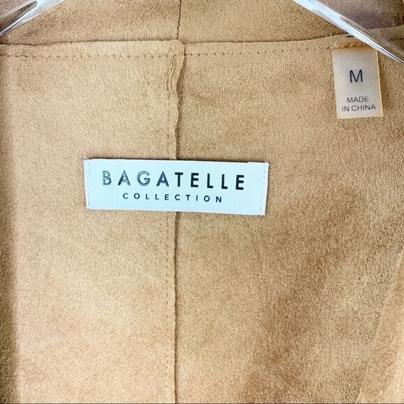 Bagatelle Tan Faux Suede Draped Jacket M - Picture 3 of 15